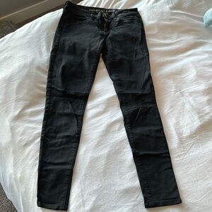 American Eagle Straight Leg Distressed Black Denim